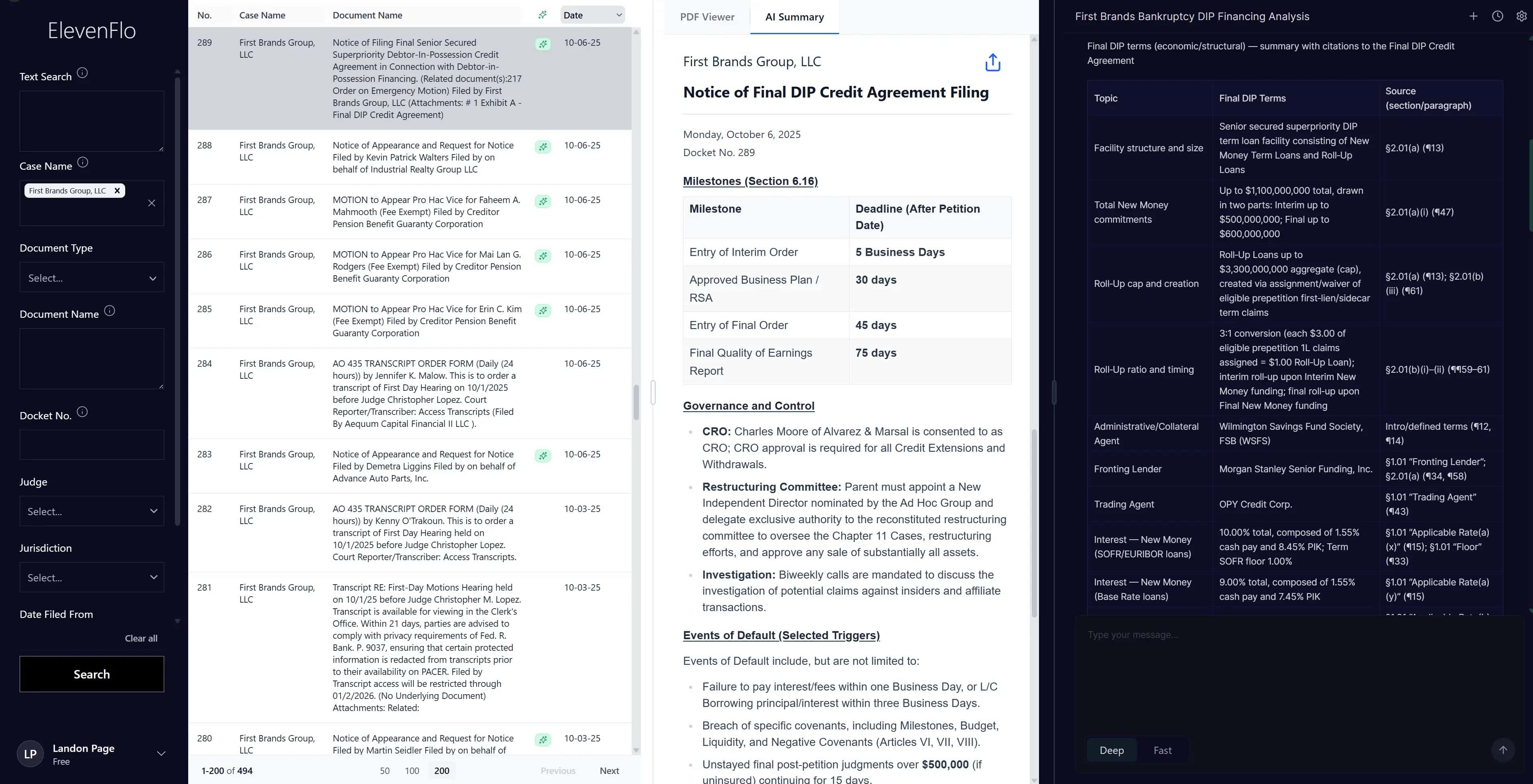 ElevenFlo web app — full screen workspace